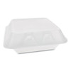Smartlock Foam Hinged Containers, Medium, 8 X 8.5 X 3, 3-compartment, White, 150/carton