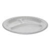 Laminated Foam Dinnerware, 3-compartment Plate, 8.88" Diameter, White, 500/carton