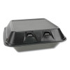 Smartlock Foam Hinged Containers, Medium, 8 X 8.5 X 3, 1-compartment, Black, 150/carton