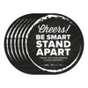 Besafe Messaging Floor Decals, Cheers;be Smart Stand Apart;thank You For Keeping A Safe Distance, 12" Dia, Black/white, 6/ct