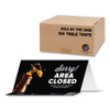 Besafe Messaging Table Top Tent Card, 8 X 3.87, Sorry! Area Closed Thank You For Keeping A Safe Distance, Black, 100/carton