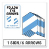 Besafe Messaging Education Floor Arrows And Wall Sign, Follow The Arrows For Your Safety, 12x18, White/blue, 6 Arrows, 1 Sign