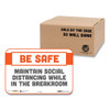 Besafe Messaging Repositionable Wall/door Signs, 9 X 6, Maintain Social Distancing While In The Breakroom, White, 30/carton