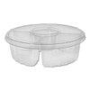 Dip Cup Platter, 4-compartment, 10" Dia, 64 Oz, Clear, 100/carton