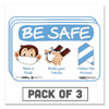 Besafe Messaging Education Wall Signs, 9 X 6,  "be Safe, Wear A Mask, Wash Your Hands, Follow The Arrows", Monkey, 3/pack