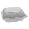 Vented Microwavable Hinged-lid Takeout Container, 8.5 X 8.5 X 3.1, 3-compartment, White, 146/carton