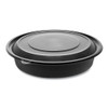 Earthchoice Mealmaster Bowls With Lids, 48 Oz, 10.13" Diameter X 2.13"h, 1-compartment, Black/clear, 150/carton