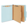 Six-section Pressboard Classification Folders, 2 Dividers, Letter Size, Light Blue, 20/box