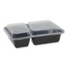 Newspring Versatainer Microwavable Containers, Rectangular, 2-compartment, 30 Oz, 6 X 8.5 X 2.5, Black/clear, Plastic, 150/ct