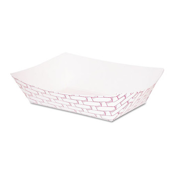 Paper Food Baskets, 1 Lb Capacity, Red/white, 1000/carton