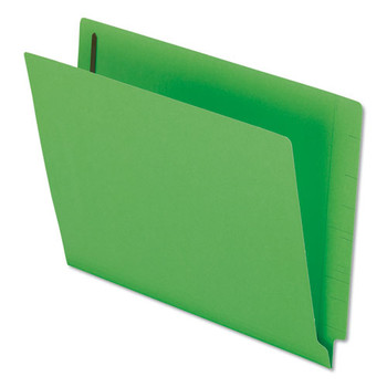 Colored Reinforced End Tab Fasteners Folders, Straight Tab, Letter Size, Green, 50/box