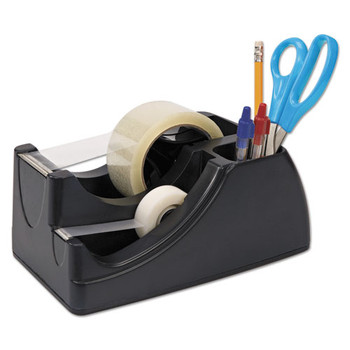 Recycled 2-in-1 Heavy Duty Tape Dispenser, 1" And 3" Cores, Black