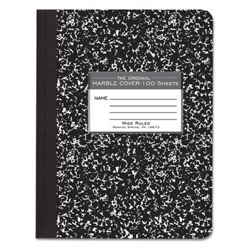 Marble Cover Composition Book, Wide/legal Rule, Black Cover, 9.75 X 7.5, 100 Sheets