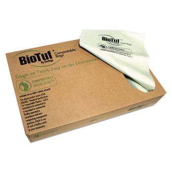 Biotuf Compostable Can Liners, 64 Gal, 0.8 Mil, 47" X 60", Green, 125/carton