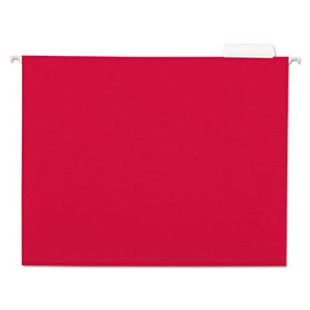 Deluxe Bright Color Hanging File Folders, Letter Size, 1/5-cut Tab, Red, 25/box
