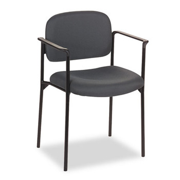 Vl616 Stacking Guest Chair With Arms, Charcoal Seat/charcoal Back, Black Base