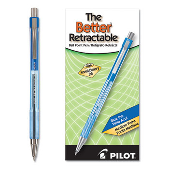 Better Retractable Ballpoint Pen, Medium 1mm, Blue Ink, Translucent Blue Barrel, Dozen