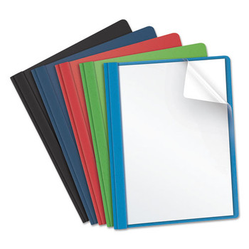 Clear Front Report Cover, 3 Fasteners, Letter, Assorted Colors, 25/box