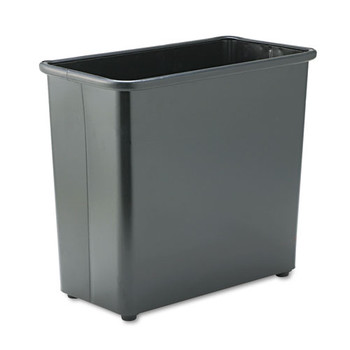 Rectangular Wastebasket, Steel, 27.5 Qt, Black