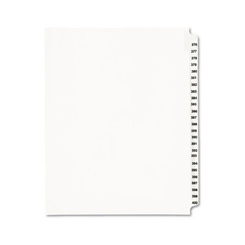 Preprinted Legal Exhibit Side Tab Index Dividers, Avery Style, 25-tab, 376 To 400, 11 X 8.5, White, 1 Set