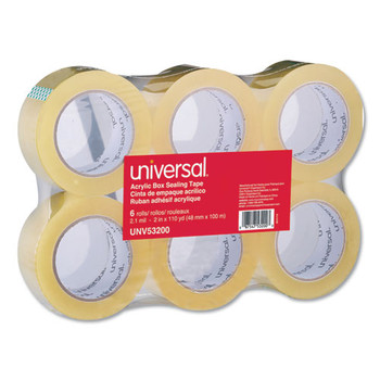 Deluxe General-purpose Acrylic Box Sealing Tape, 3" Core, 1.88" X 110 Yds, Clear, 6/pack - DUNV53200
