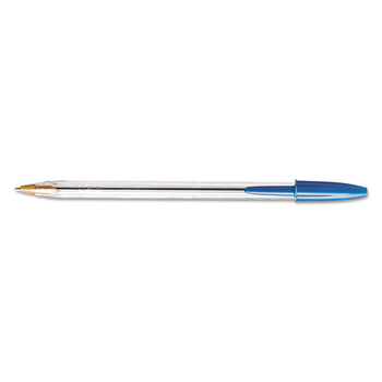 Cristal Xtra Smooth Stick Ballpoint Pen, 1mm, Blue Ink, Clear Barrel, Dozen