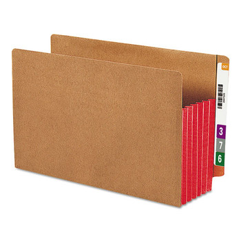 Redrope Drop-front End Tab File Pockets W/ Fully Lined Colored Gussets, 5.25" Expansion, Legal Size, Redrope/red, 10/box