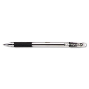 Easytouch Stick Ballpoint Pen, Fine 0.7mm, Black Ink, Clear Barrel, Dozen