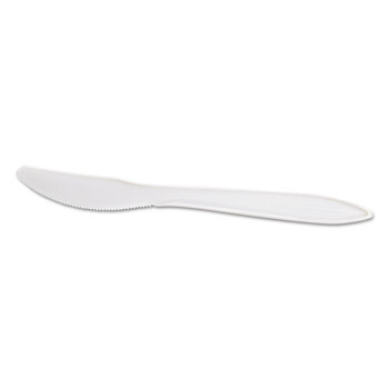 Wrapolypropyleneed Mediumweight Cutlery, Knives, White, 6 1/4", 1000/carton