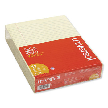 Glue Top Pads, Wide/legal Rule, 8.5 X 11, Canary, 50 Sheets, Dozen - DUNV22000