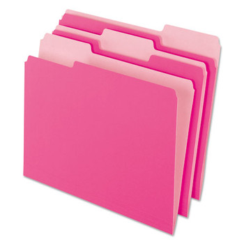 Interior File Folders, 1/3-cut Tabs, Letter Size, Pink, 100/box