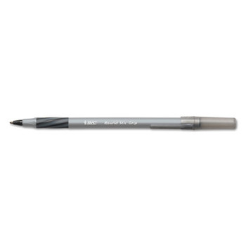 Round Stic Grip Xtra Comfort Stick Ballpoint Pen, 1.2mm, Black Ink, Gray Barrel, 36/pack