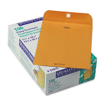 Clasp Envelope, #75, Cheese Blade Flap, Clasp/gummed Closure, 7.5 X 10.5, Brown Kraft, 100/box - DQUA37875