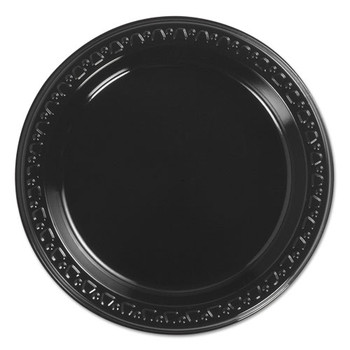 Heavyweight Plastic Plates, 6 Inch, Black, Round, 125/bg, 8 Bg/ct