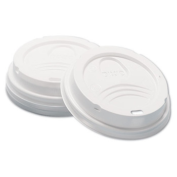Dome Hot Drink Lids, 8oz Cups, White, 100/sleeve, 10 Sleeves/carton