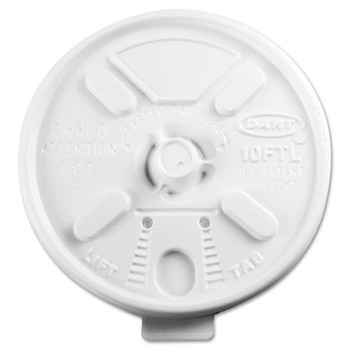 Lift N' Lock Plastic Hot Cup Lids, Fits 10oz Cups, White, 1000/carton