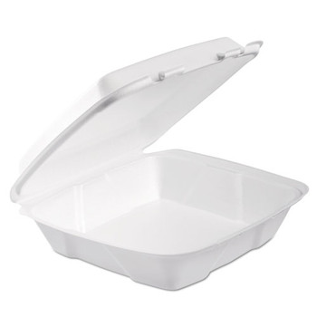 Foam Hinged Lid Container, 1-comp, 9 X 9 2/5 X 3, White, 100/bag, 2 Bag/carton