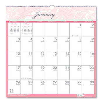 Recycled Breast Cancer Awareness Monthly Wall Calendar, 12 X 12, 2021