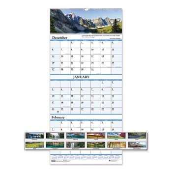 Recycled Scenic Landscapes Three-month/page Wall Calendar, 12.25 X 26, 2020-2022