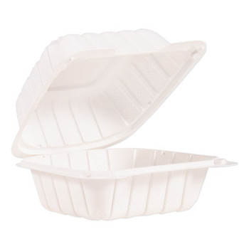 Hinged Lid Containers, 6" X 6.3" X 3.3", White, 400/carton