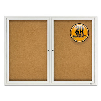 Enclosed Cork Bulletin Board, Cork/fiberboard, 48" X 36", Silver Aluminum Frame