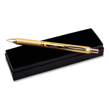 Energel Alloy Retractable Gel Pen, Medium 0.7mm, Black Ink, Gold Barrel