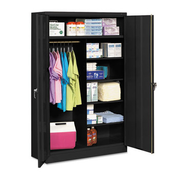 Jumbo Combination Steel Storage Cabinet, 48w X 24d X 78h, Black