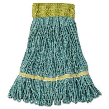 Super Loop Wet Mop Head, Cotton/synthetic Fiber, 5" Headband, Small Size, Green, 12/carton