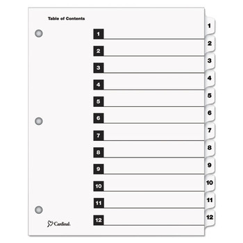 Onestep Printable Table Of Contents And Dividers, 12-tab, 1 To 12, 11 X 8.5, White, 1 Set