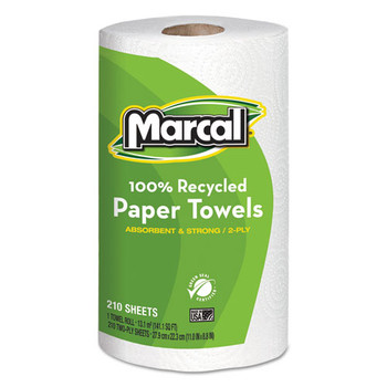 100% Recycled Roll Towels, 2-ply, 8.8 X 11, 210 Sheets, 12 Rolls/carton