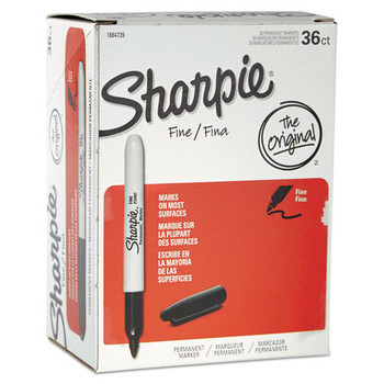 Fine Tip Permanent Marker, Black, 36/pack