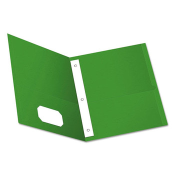 Twin-pocket Folders With 3 Fasteners, Letter, 1/2" Capacity, Green, 25/box - DOXF57703