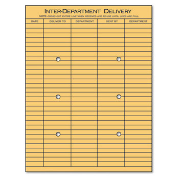 String And Button Interoffice Envelope, #97, Two-sided Five-column Format, 10 X 13, Light Brown Kraft, 100/box