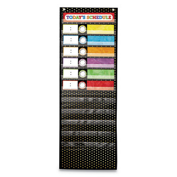 Deluxe Scheduling Pocket Chart, 13 Pockets, 13w X 36h, Black